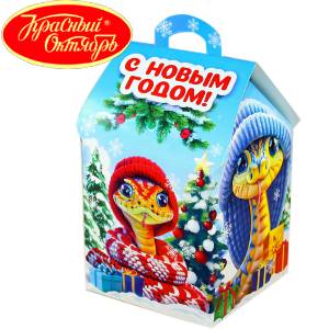 Сладкий подарок на Новый Год в картонной упаковке весом 600 грамм по цене 654 руб в Владикавказе