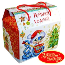 Детский новогодний подарок в картонной упаковке весом 950 грамм по цене 1108 руб в Владикавказе